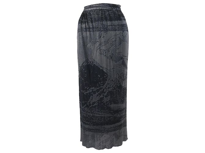 & Other Stories Lange Rock mit Ukiyo-e-Druck PLEATS PLEASE Grau