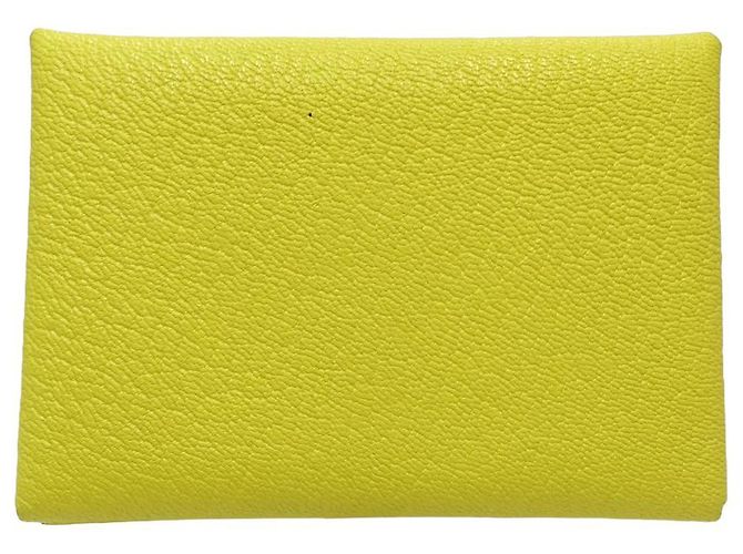 Hermès Monedero de cuero Hermes Calvi Duo Amarillo