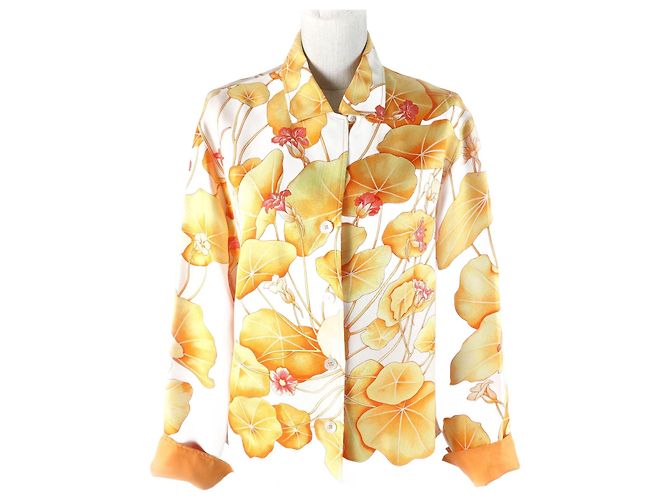 Hermès Camicia in seta a maniche lunghe Hermes 38 Arancione