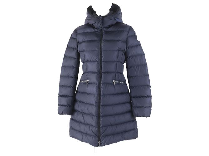 Moncler CHARPAL Cappotto Lungo in Nylon con Cappuccio per Donne Blu Blu navy