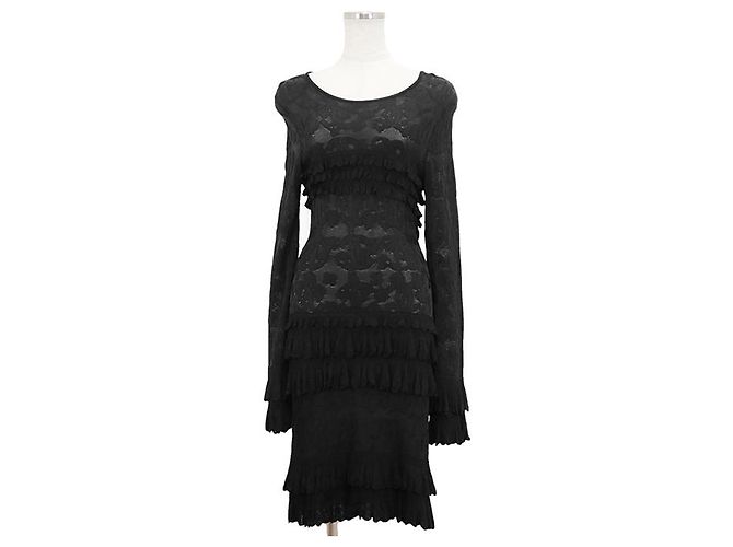 Schwarzes Rüschenkleid Chanel P63292