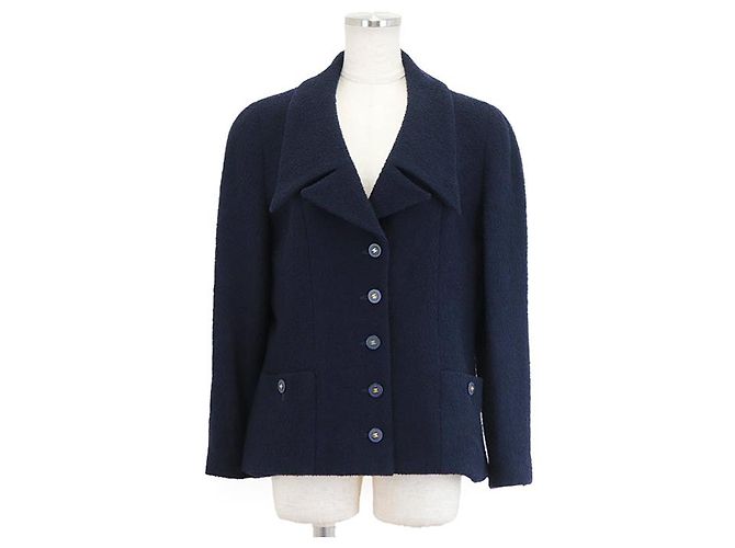Giacca in lino e lana Chanel Blu Blu navy