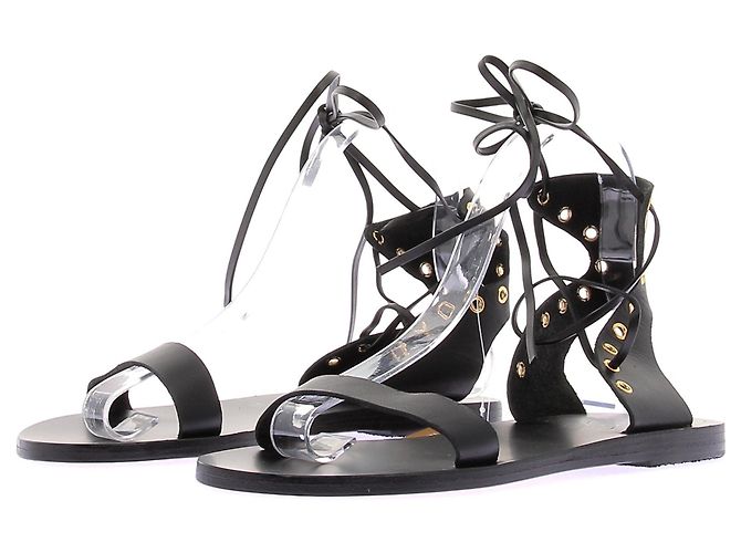 Ancient Greek Sandals Sandales noires "Embiria"