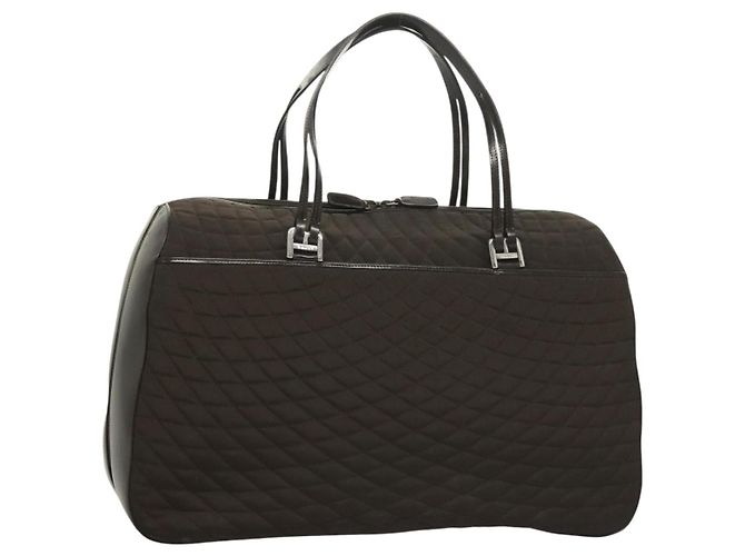 BALLY Borsa Boston Trapuntata Nylon Nera Argento Auth mr1328 Nero