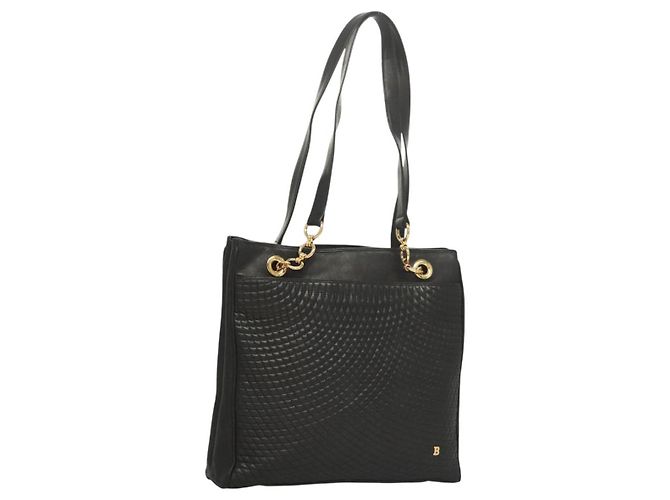BALLY Borsa Tote Trapuntata in Pelle Nera Oro Auth BA2680 Nero D'oro