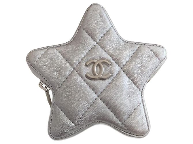 Chanel Stern Geldbörse Silber