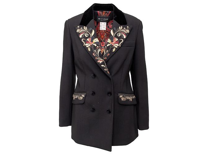 Etro Embroidered Blazer Black