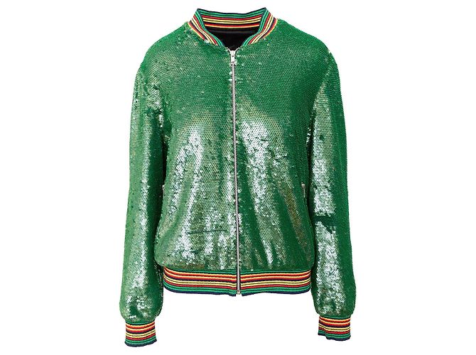 Autre Marque Ashish Sequin Bomber Jacket Green