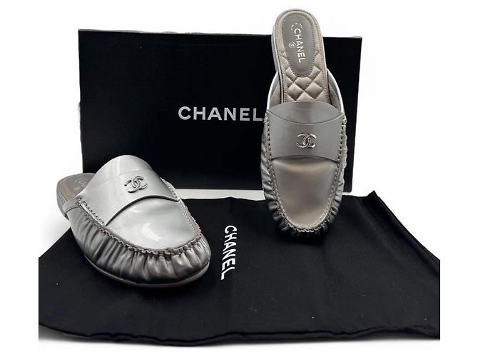 Chanel silver mule Silvery