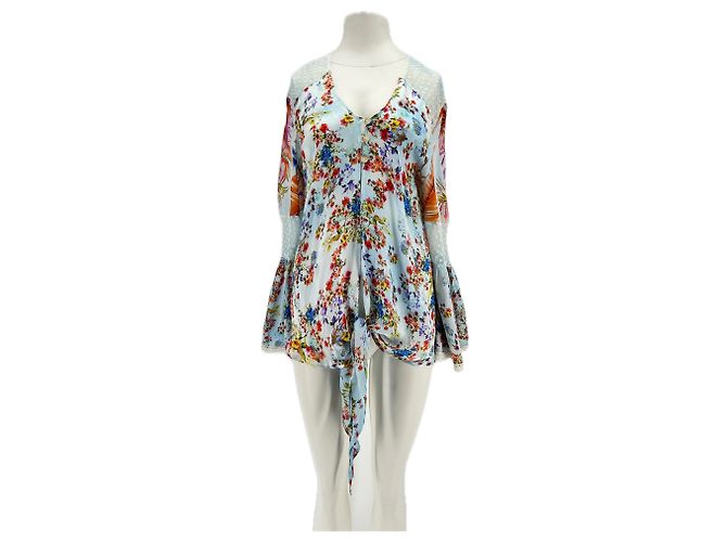 Autre Marque Top in seta con stampe e nodo SUNDAY SAINT-TROPEZ Multicolore