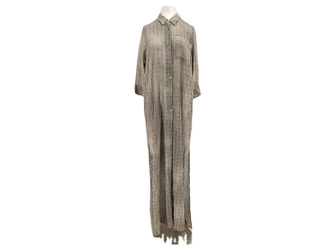 Autre Marque SUNDAY SAINT-TROPEZ Spitzen-Maxikleid Taupe Grau