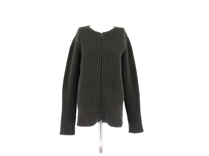 Lanvin Wollcardigan in Khaki mit Reißverschluss