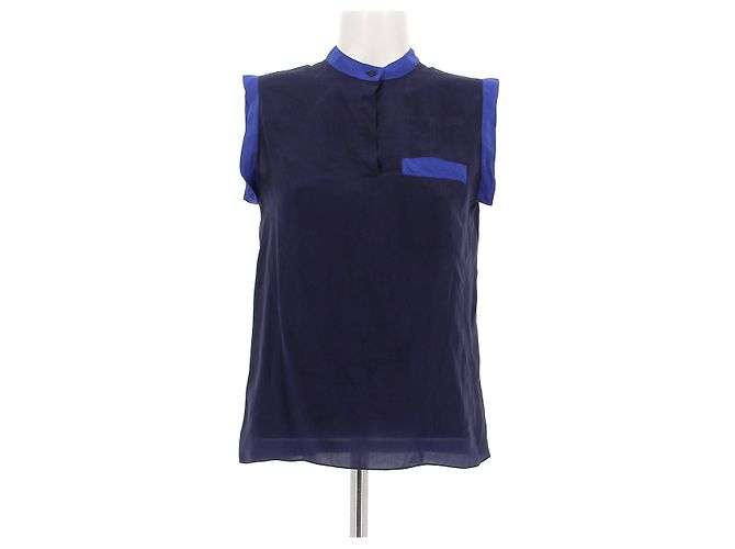 Top de seda sem mangas Lanvin Azul