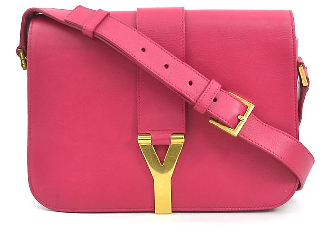 Bolsa de ombro de couro rosa Saint Laurent