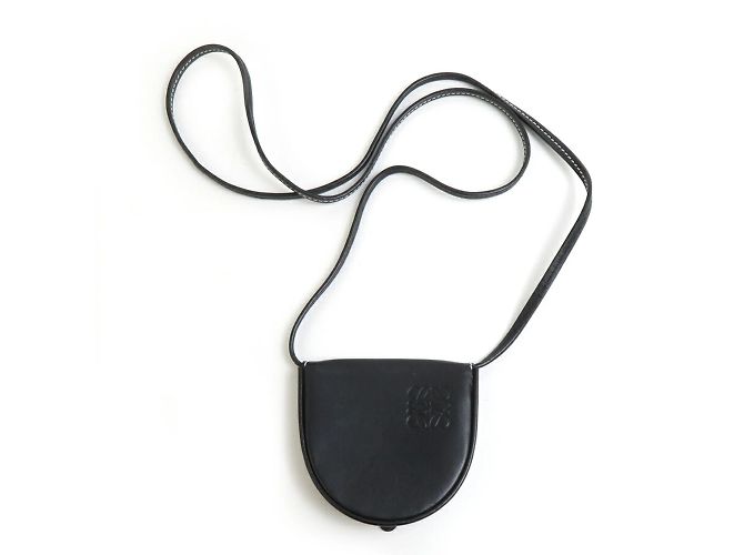 Billetera/case para monedas de cuero negro Loewe