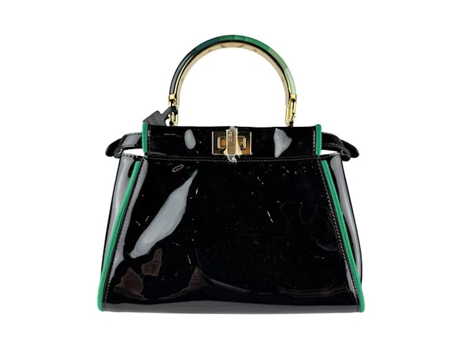 Fendi Mini Peekaboo Handbag Black Green Leather  ref.2300783