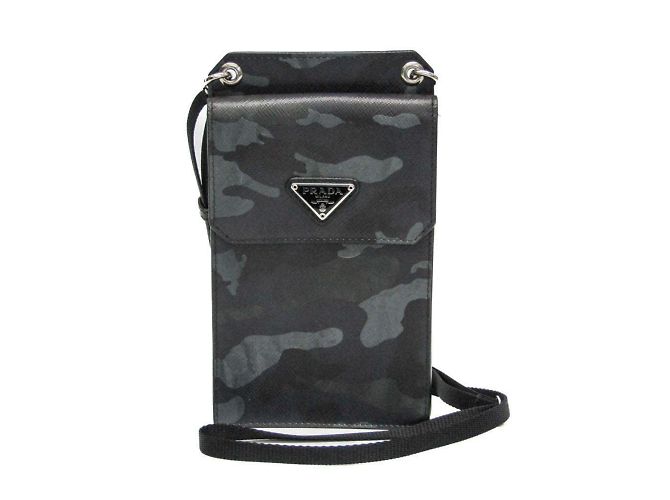 Pochette a spalla camouflage Saffiano di Prada Nero Cachi