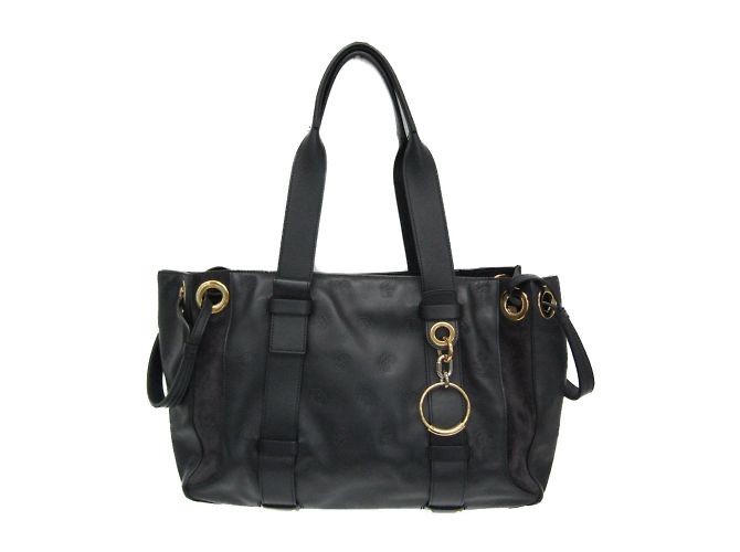 Bolsa tote de couro e camurça azul marinho Chloé