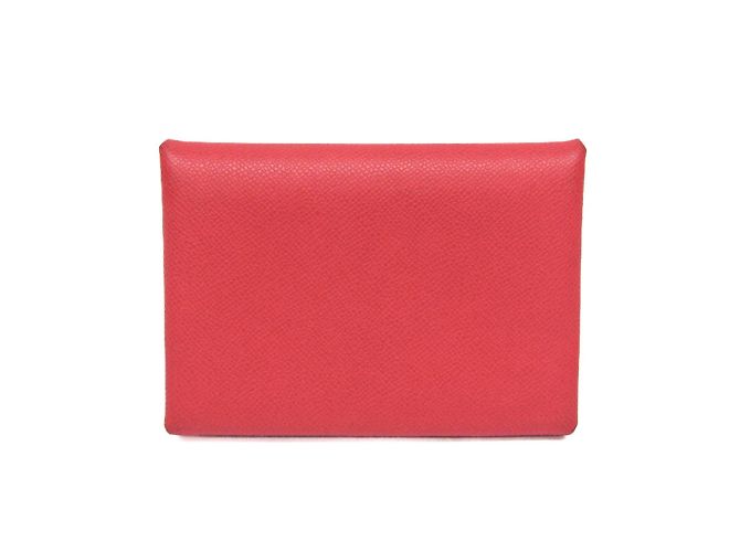 Hermès Hermes Calvi Duo Leather Card Case in Ruby Red