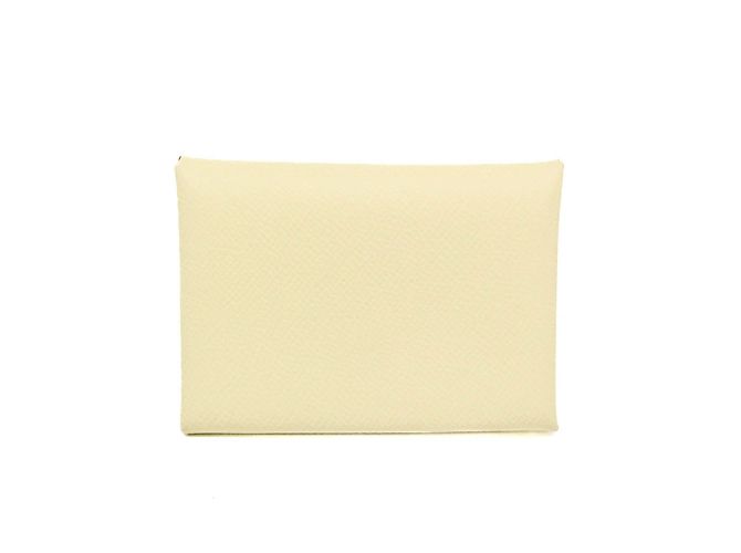 Hermès Hermes Calvi Duo Chevre Card Case Cream