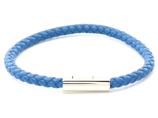 Pulseira de couro e aço inoxidável Goliath da Hermès Azul