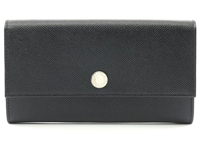 Bulgari Bvlgari Leather Bifold Long Wallet Black Pony-style calfskin  ref.2301819