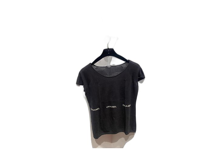 Top Chanel Nero e Bianco in Cotone Taglia 36