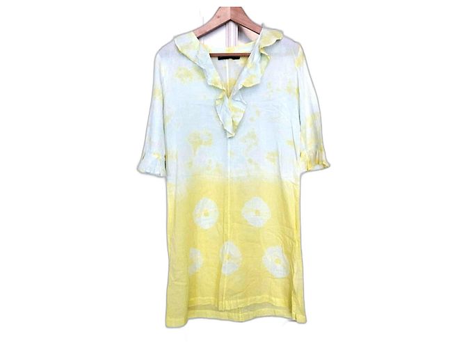 Abito Antik Batik in cotone menta e giallo Multicolore