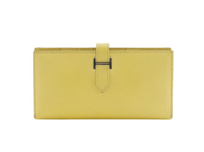 Hermès Cartera larga de cuero Epsom amarilla de Hermes Amarillo