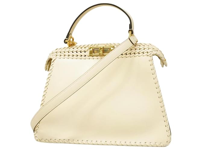Fendi Peekaboo I See You Leather Handbag White  ref.2303385