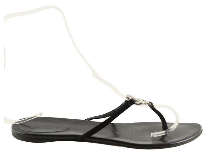 Gucci Black leather flip-flops