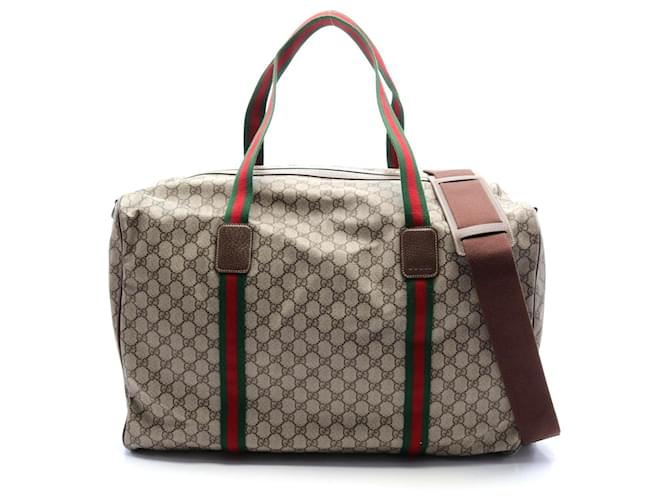Gucci Large Duffle Bag GG Supreme Sherry Line Brown Beige Cloth  ref.2304503