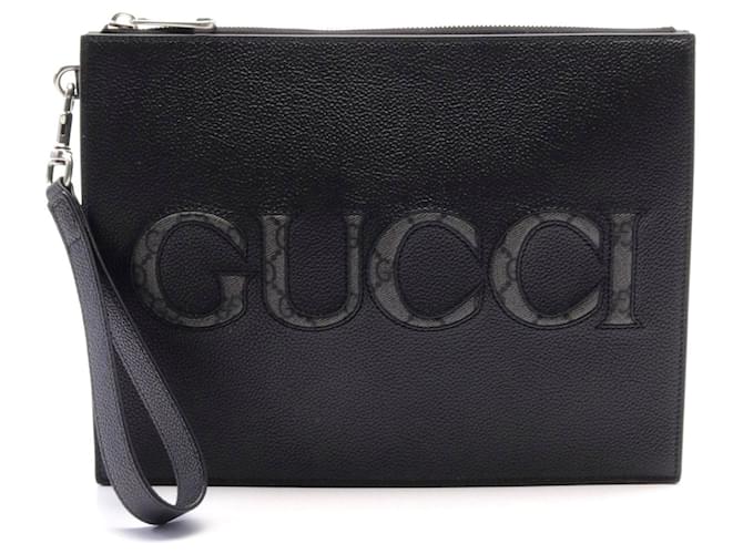 Gucci GG Supreme Leather Clutch Bag Black Cloth  ref.2304900