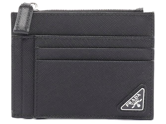 Prada Saffiano Leather Coin Case Black Pony-style calfskin  ref.2305542