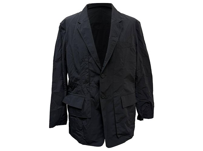 Y3 Blazer Y-3 de Un Solo Botón Arrugado en Algodón Negro