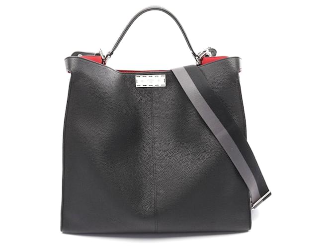 Fendi Peekaboo X-Lite Leather Shoulder Bag Black Pony-style calfskin  ref.2307221