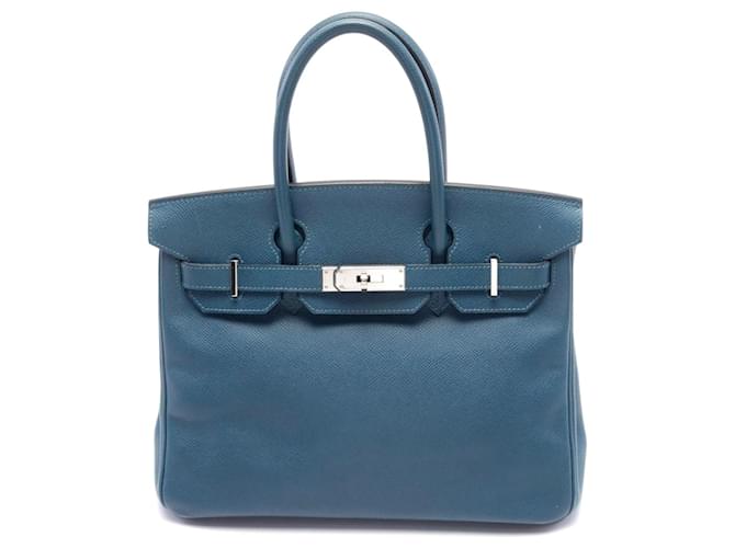 Hermès Hermes Birkin 30 Blue Handbag Leather Pony-style calfskin  ref.2307236