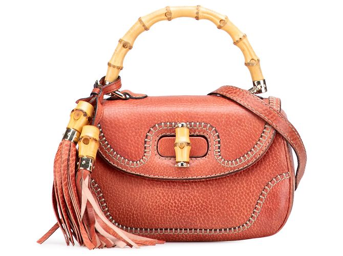 Bolsa de couro vermelho New Bamboo da Gucci