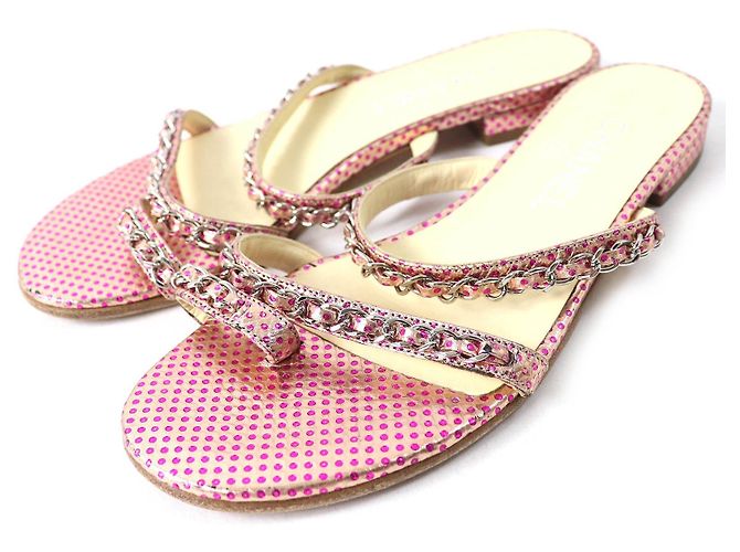 Sandali piatti COCO Chain Chanel Rosa 35.5