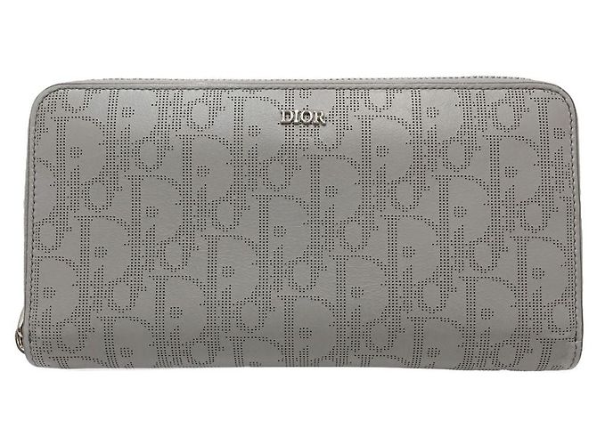 Dior Long Zip Wallet Oblique Grey