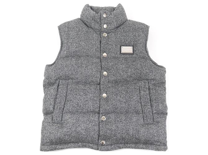 Gilet in lana e nylon di Dolce & Gabbana Marrone Grigio