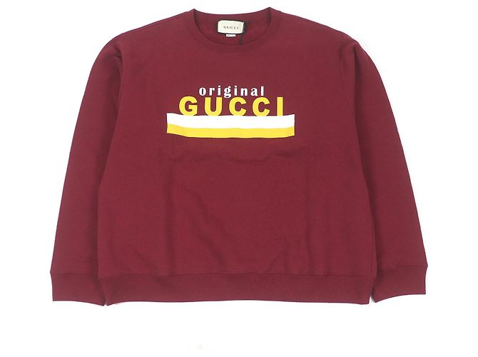 GUCCI Logo-Druck Sweatshirt mit Rundhalsausschnitt L Rot Bordeaux