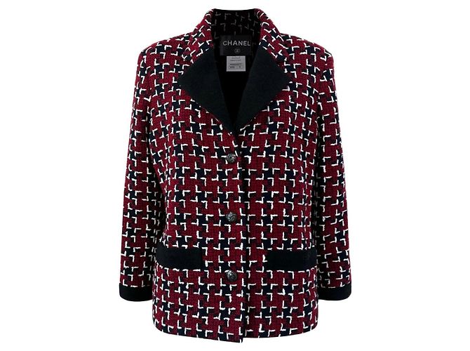 Jaqueta de tweed burgundy Chanel Coco Brasserie 42 FR