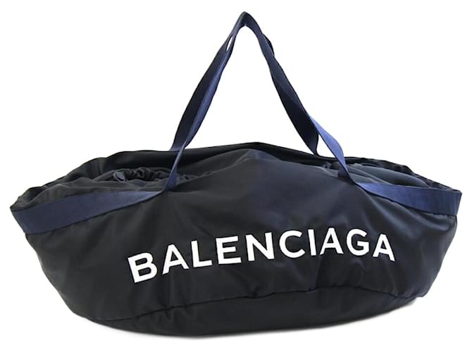 Balenciaga Boston Bag Black Navy blue Nylon  ref.2309051
