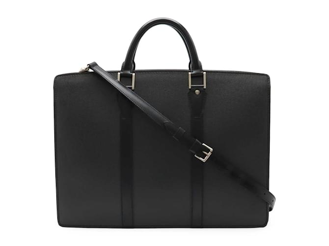 Louis Vuitton Taiga Porto-Document Rozan Shoulder Bag Black Grey Leather  ref.2309090