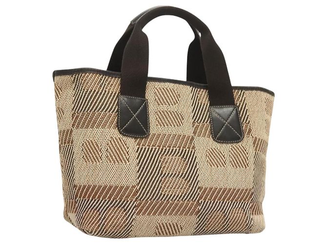 BALLY Bolsa Tote de Lona Marrom Auth hk2728