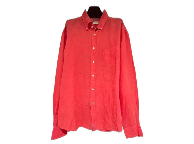 Camicia Hartford in lino rossa a maniche lunghe XL Rosso