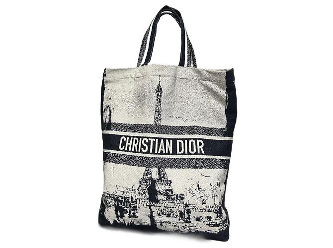 Bolso tote Christian Dior azul de algodón