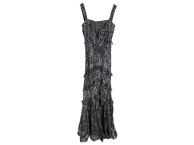 Autre Marque Saloni Chandra Rüsch Abendkleid aus schwarzer Seide