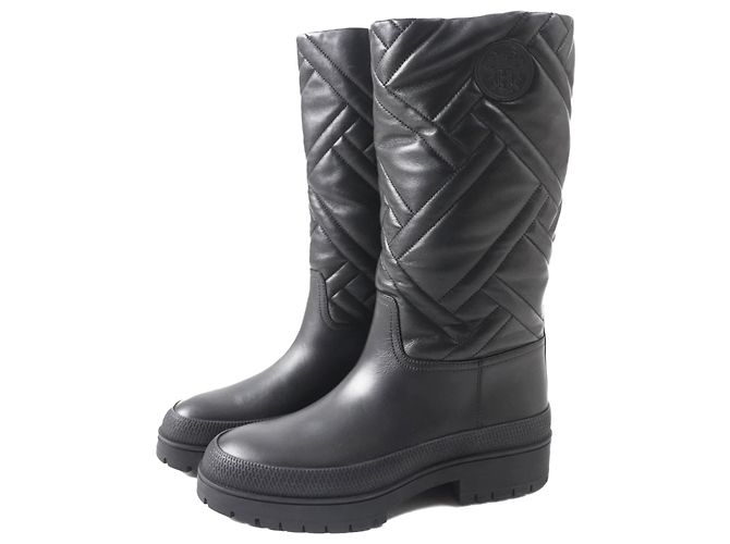 Hermès Hermes Fuji Ex Libris Leather Boots Black 36.5